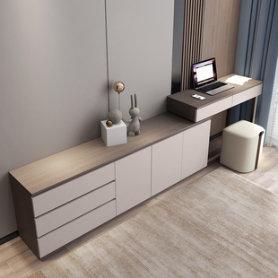 梳妆台收纳柜一体卧室实木书桌电视柜组合储物轻S奢房间化妆柜转