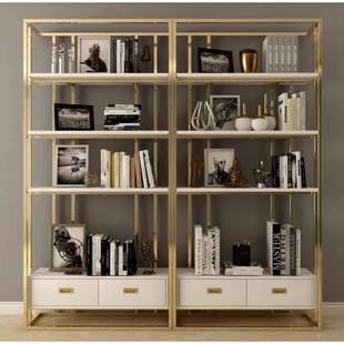 铁艺落地置物架轻奢不锈钢书架金属展示架多层博古架简约现代书柜