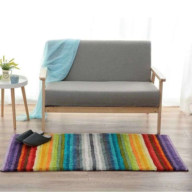 现代简约加厚棉质高毛绒地垫卧室书房吸水地毯家用地毯舒适