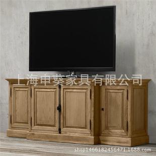 美式实木电视柜复古做旧储物柜仿古简约客厅组合家具可制作