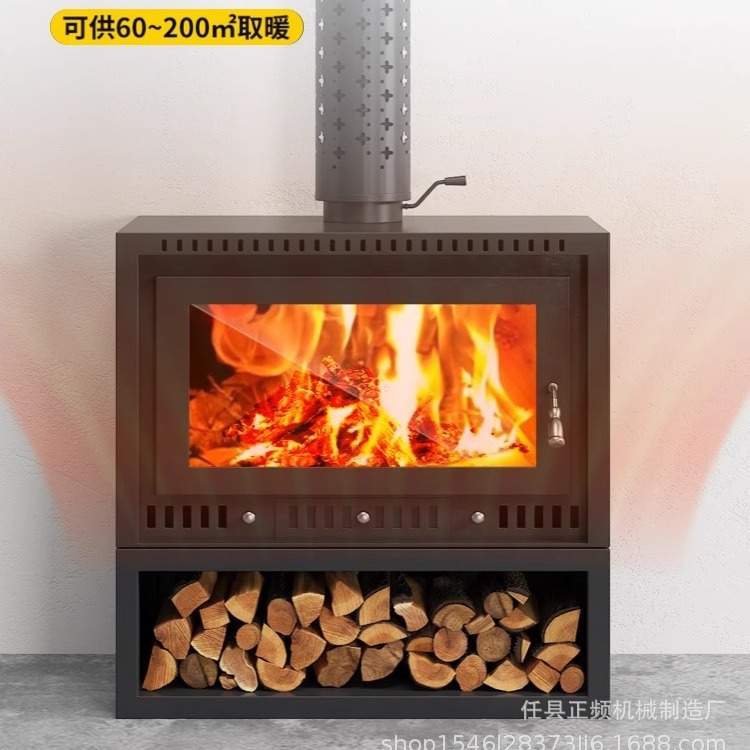 现货新型农村柴火取暖炉家用室内无烟壁炉真火壁炉