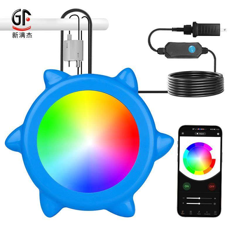 新品LED泳池灯12V潜水磁铁水底灯APP控制声控悬壁挂灯