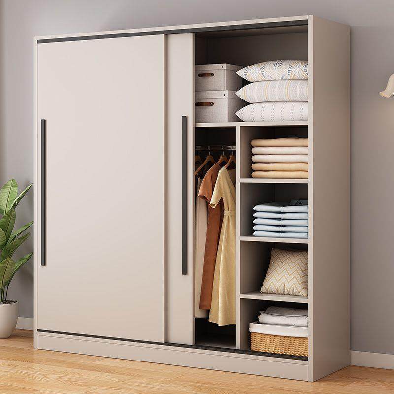 实木衣柜家用卧室推拉门收纳柜子北欧出租房屋小户型儿童大衣橱