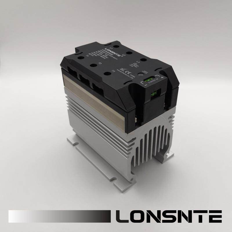LG3A4825D蓝石LONSNTE三相固态继电器25A交流380VAC散热器一体SSR
