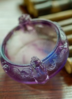 琉璃碧绣聚宝盆家居入口客厅装饰摆M件财卷财宝乔迁开业