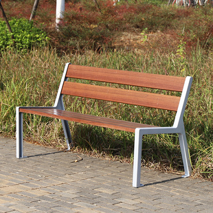 公园户外长椅实木长条凳带靠背小区公共座椅广场景区室外长条椅