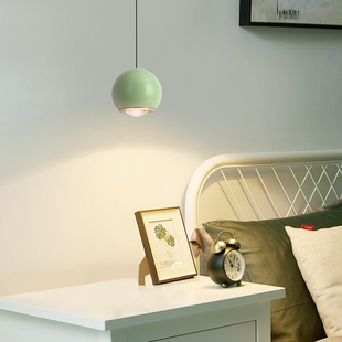 奶油风小吊灯可升降感应高级感氛围主卧室床头柜现代简约吊线灯具