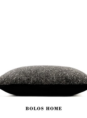 柏洛斯classics轻奢黑色流苏花边腰枕板间客Q厅装饰床头靠垫靠背