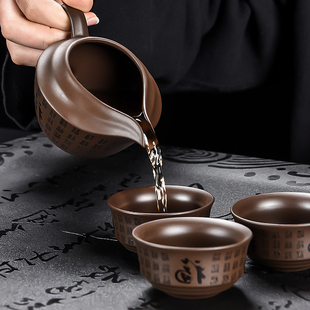 办公室用半手工泡茶器整套家用中式 紫砂功夫茶具套装 茶壶盖碗
