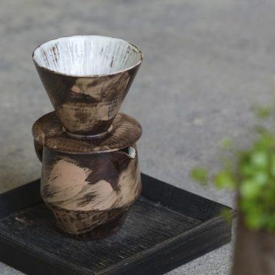 寂色粗陶手冲咖啡壶套装咖啡过滤杯陶瓷器具细口滤壶手冲杯分享壶