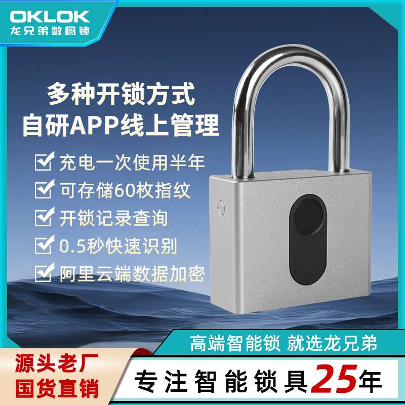 公寓民宿指纹密码挂锁安全远程开锁文件柜保险防水蓝牙智能锁