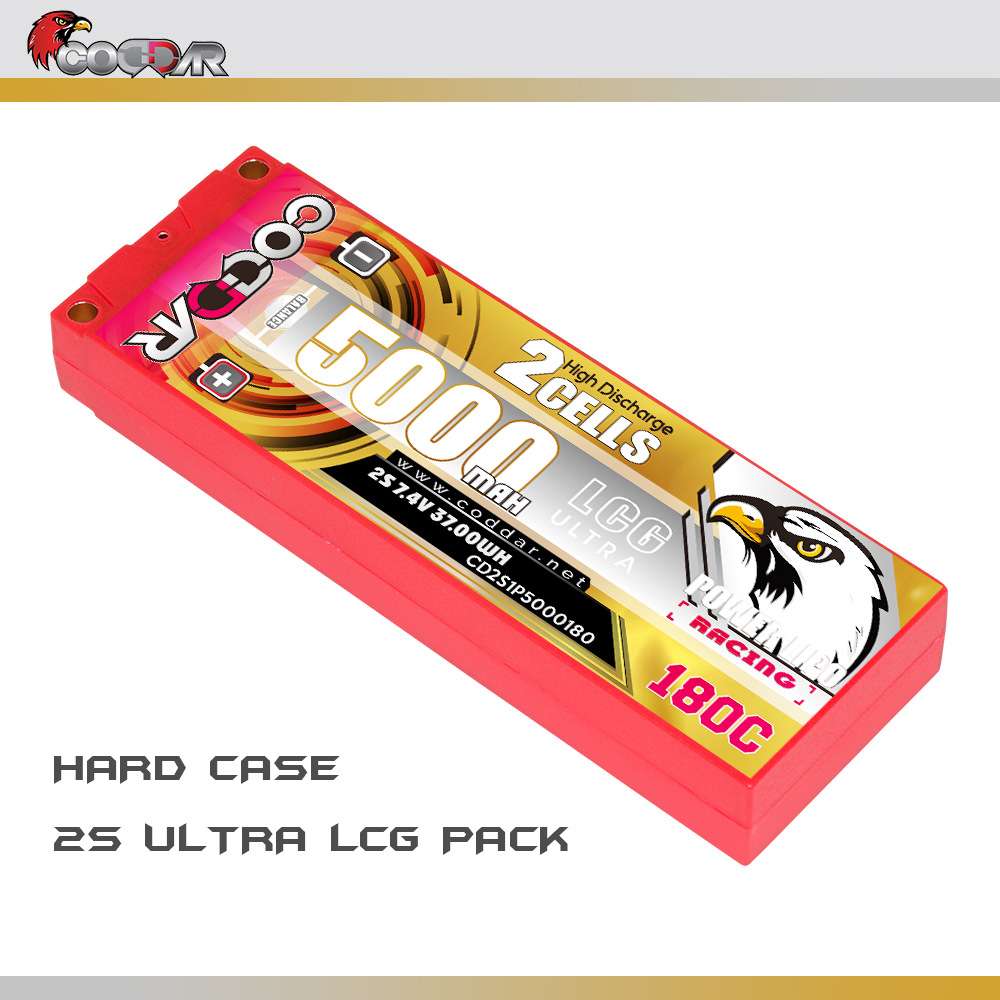 CODDAR鹰氪5000MAH 2S 7.4V 180C RC车模1/10硬壳LCG高爆发锂电池
