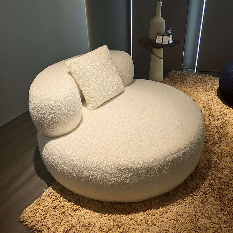 大白胖子网红ins奶油风卧室阳台单人圆形羊O羔绒榻榻米懒人沙发椅