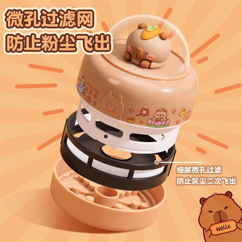 卡皮巴拉桌面吸尘器电动迷你大吸力小车清洁机吸橡皮屑收集器自动