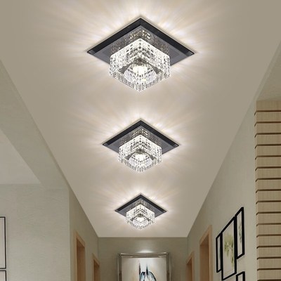 过道灯走廊灯f简约现代LED吸顶灯水晶灯方型玄关灯入户门厅灯创意