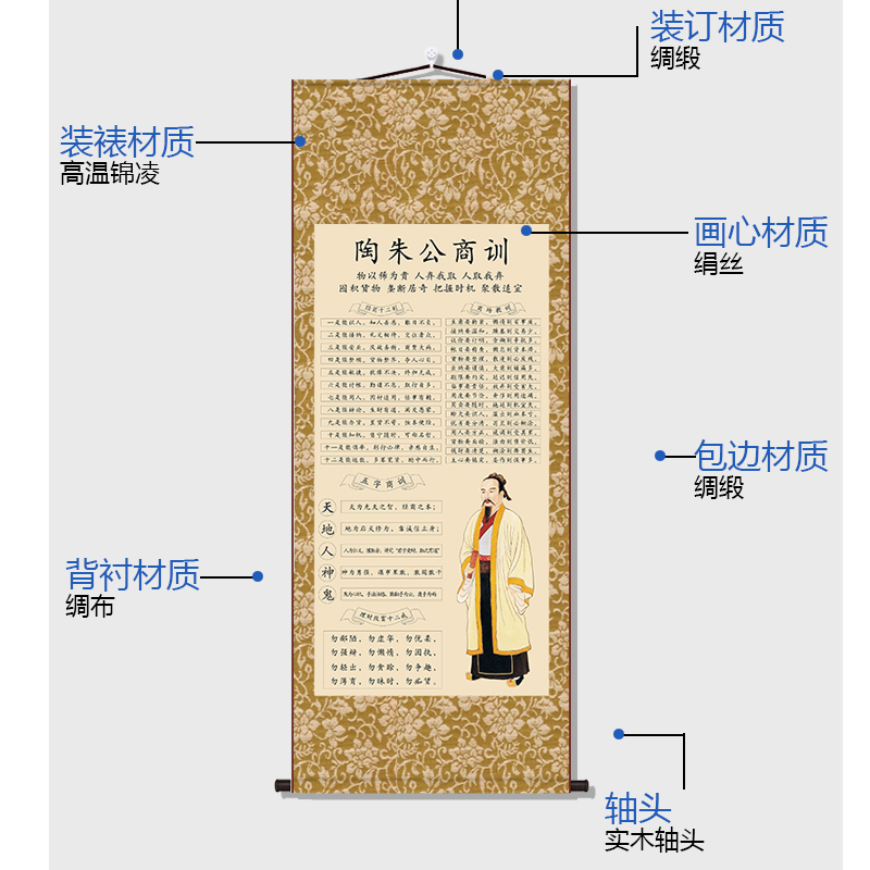 陶朱公商训挂画字画范蠡十二戒卷轴定制酒店O玄关客厅装饰画生意