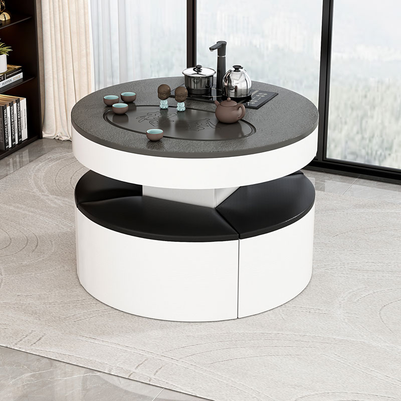岩板茶台小户型圆形现代t简约客厅茶几多功能茶桌组合阳台煮茶桌