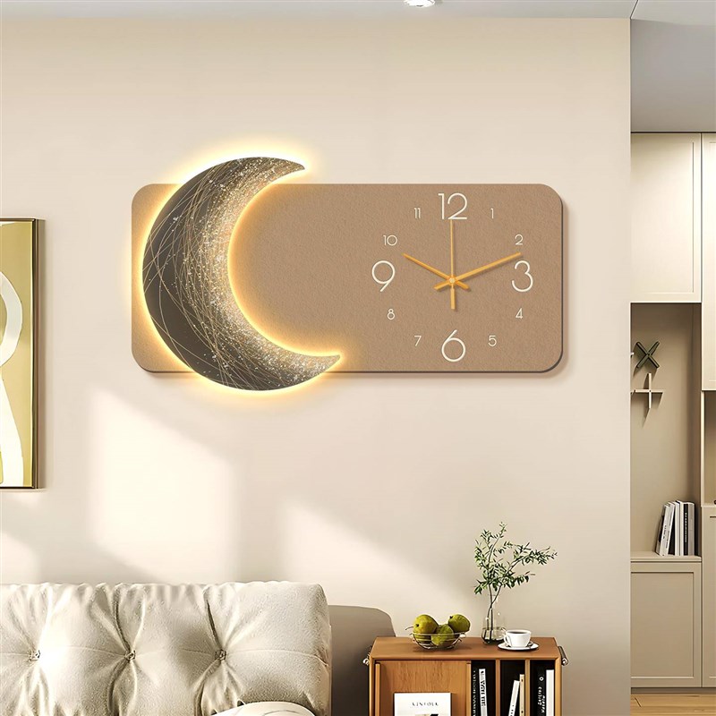 月球电子挂钟客厅家用n万年历创意钟表2025新款挂墙发光儿童房时