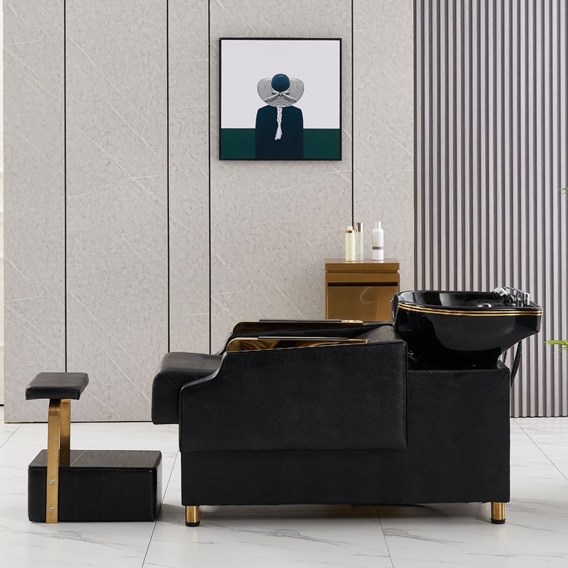 理发店洗头床发廊冲水床陶瓷盆半躺式洗头T床网红款洗头床