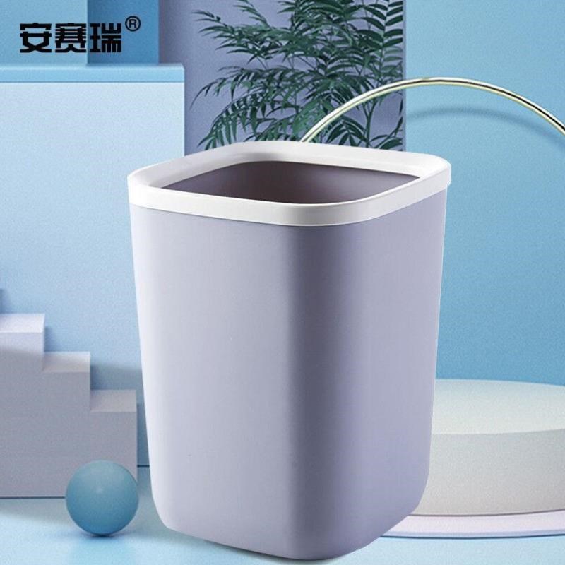 垃圾桶塑料无盖压圈垃圾桶客厅卫生间O厨房垃圾纸篓桶灰色