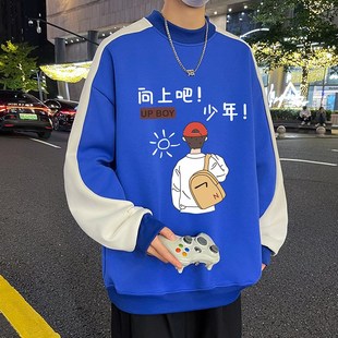 潮流宽松卫衣13岁男孩初中高中学生帅J气15青少年大童长袖 春季 T恤