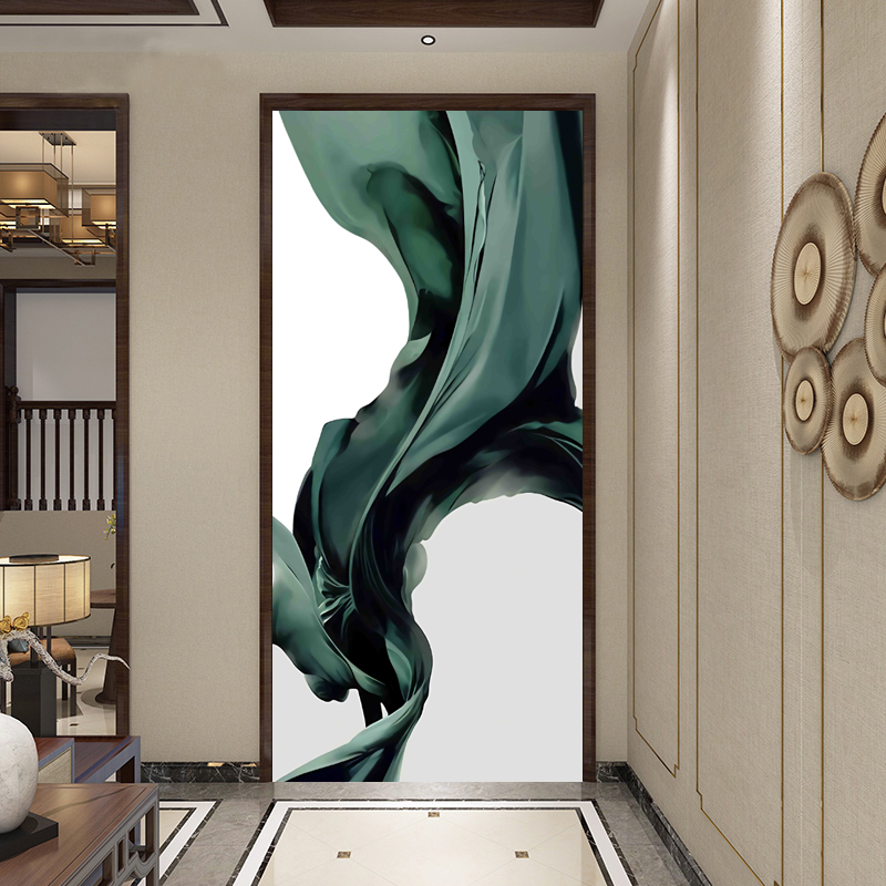 现代简约玄关抽象油m画舞动飞扬玄关客厅走道装饰画北欧竖版墙纸8图片