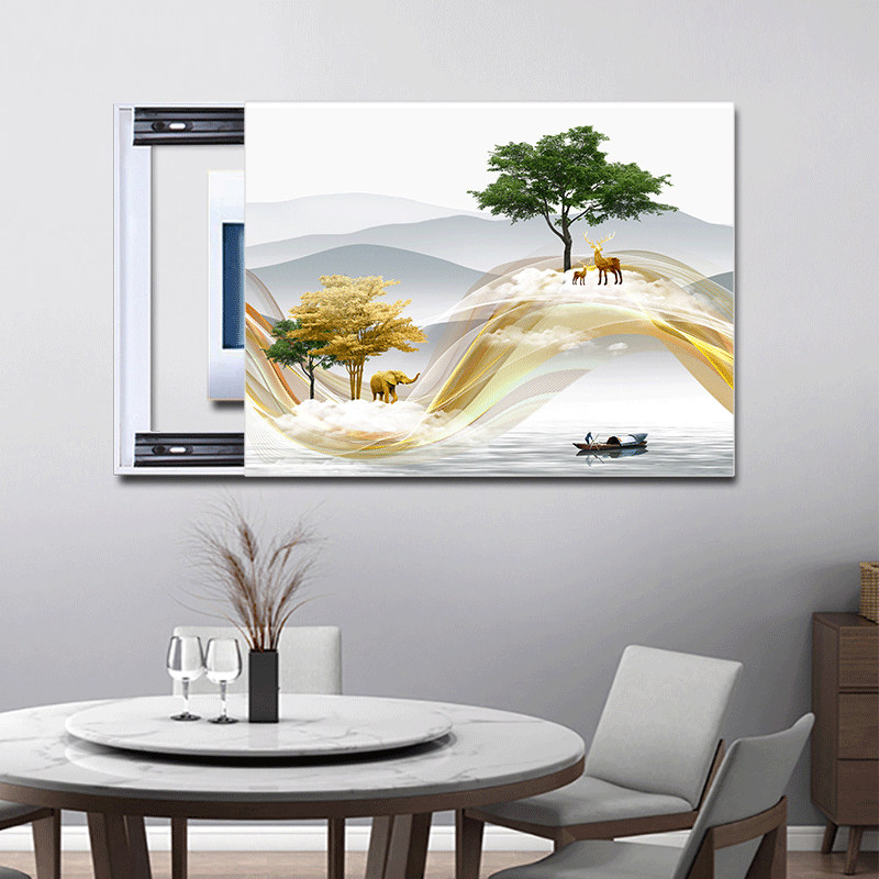 钢化玻璃电表箱装饰画可推拉弱电箱网线盒电源总开关盒遮挡画超薄