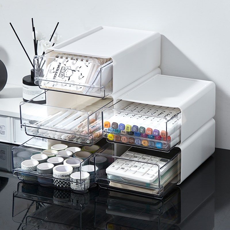 抽屉式办公桌面收纳盒文件盒分层可叠加学生文具整理盒书桌置物架,收纳整理,桌面收纳盒,淘宝优惠券,粉丝福利购,淘宝优惠卷