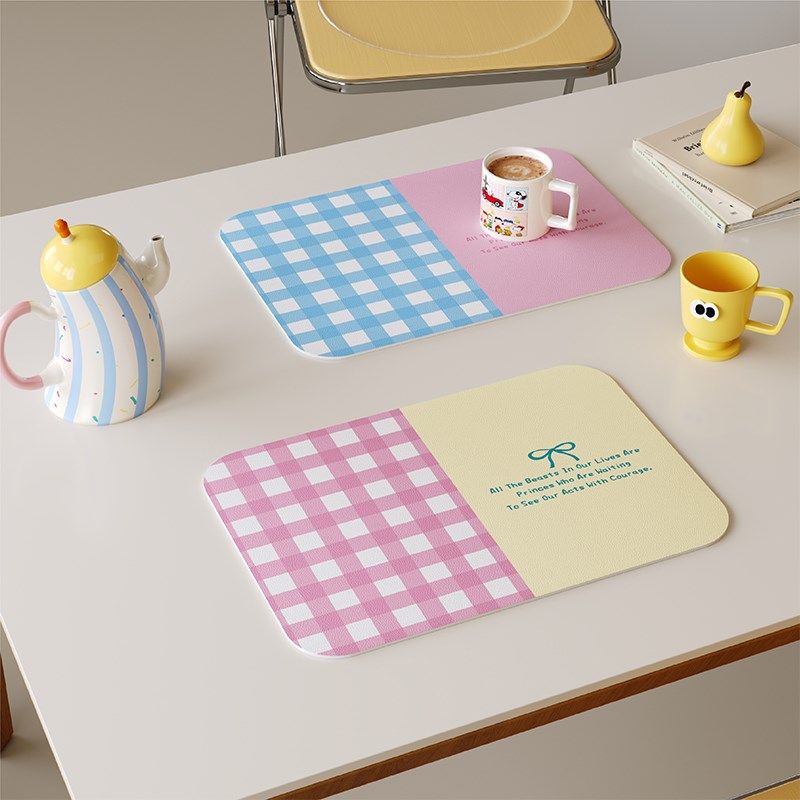高级感韩式蝴蝶结皮革餐垫防水防油免洗咖啡台垫隔热桌面保护杯垫