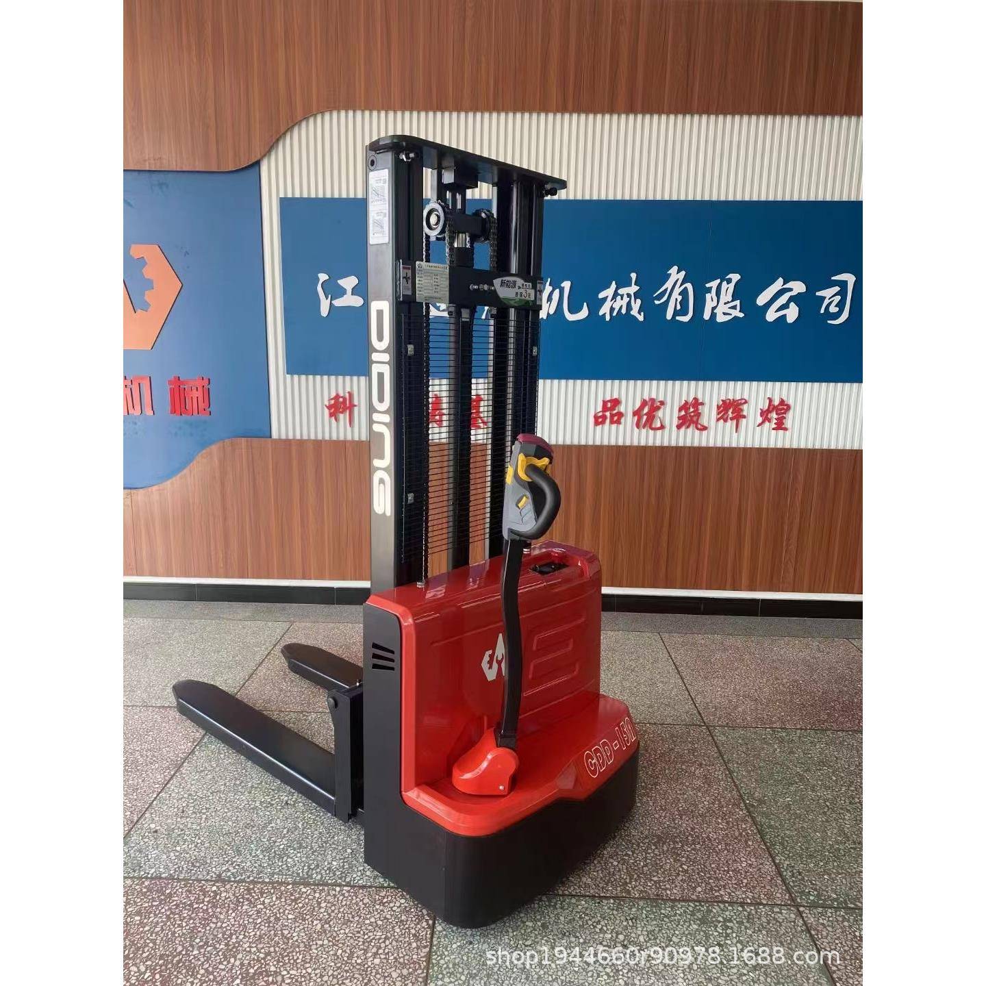 DIDING锂电全电动步行式堆高车1.5吨电动升高车仓储堆高车