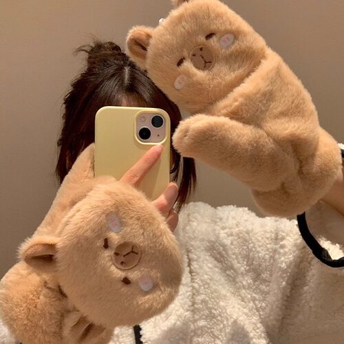 卡皮巴拉半指翻盖手套2025新款女