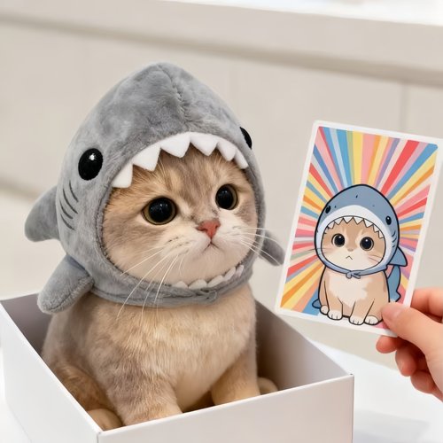 猫咪帽子狗狗头套春秋鲨鱼变装
