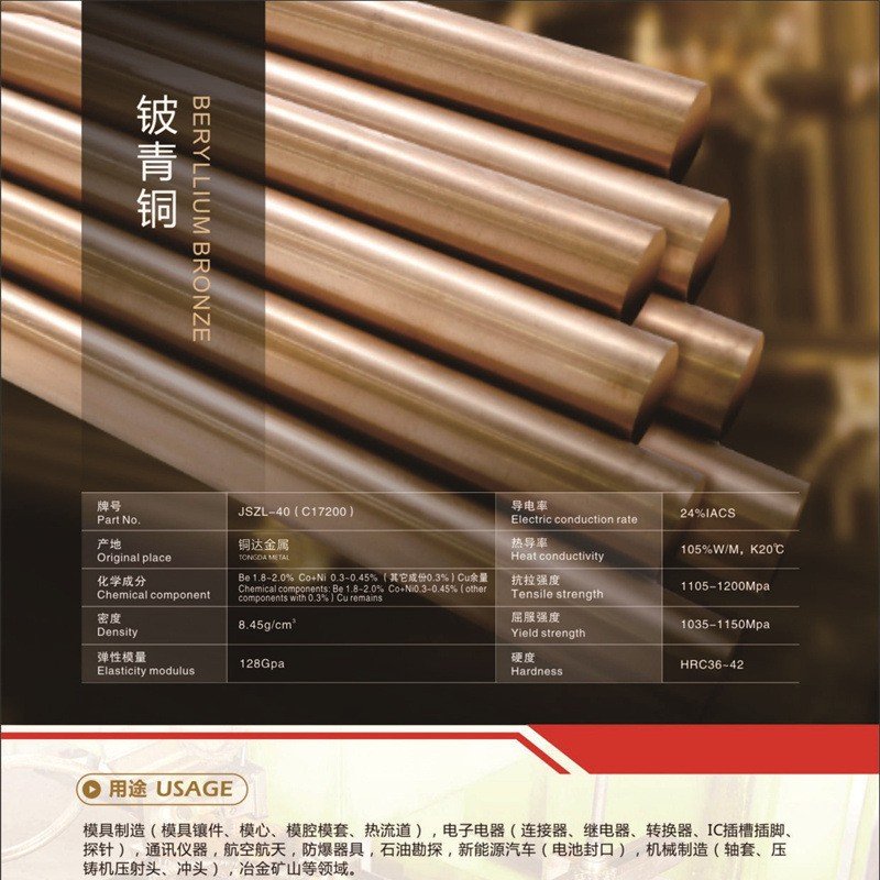 铍铜合金C17200铍铜棒C17510铍镍铜带 铬锆铜 耐磨铝青铜锡青铜板