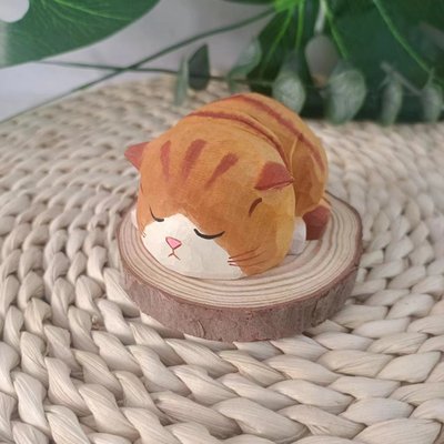 卡通趴趴猫木制品工艺摆件桌面装饰品厂家 可爱小猫拍摄道具