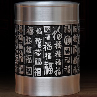 茶叶罐密封罐家用工艺品 百福图锡罐茶叶罐纯锡茶叶罐锡茶罐存装