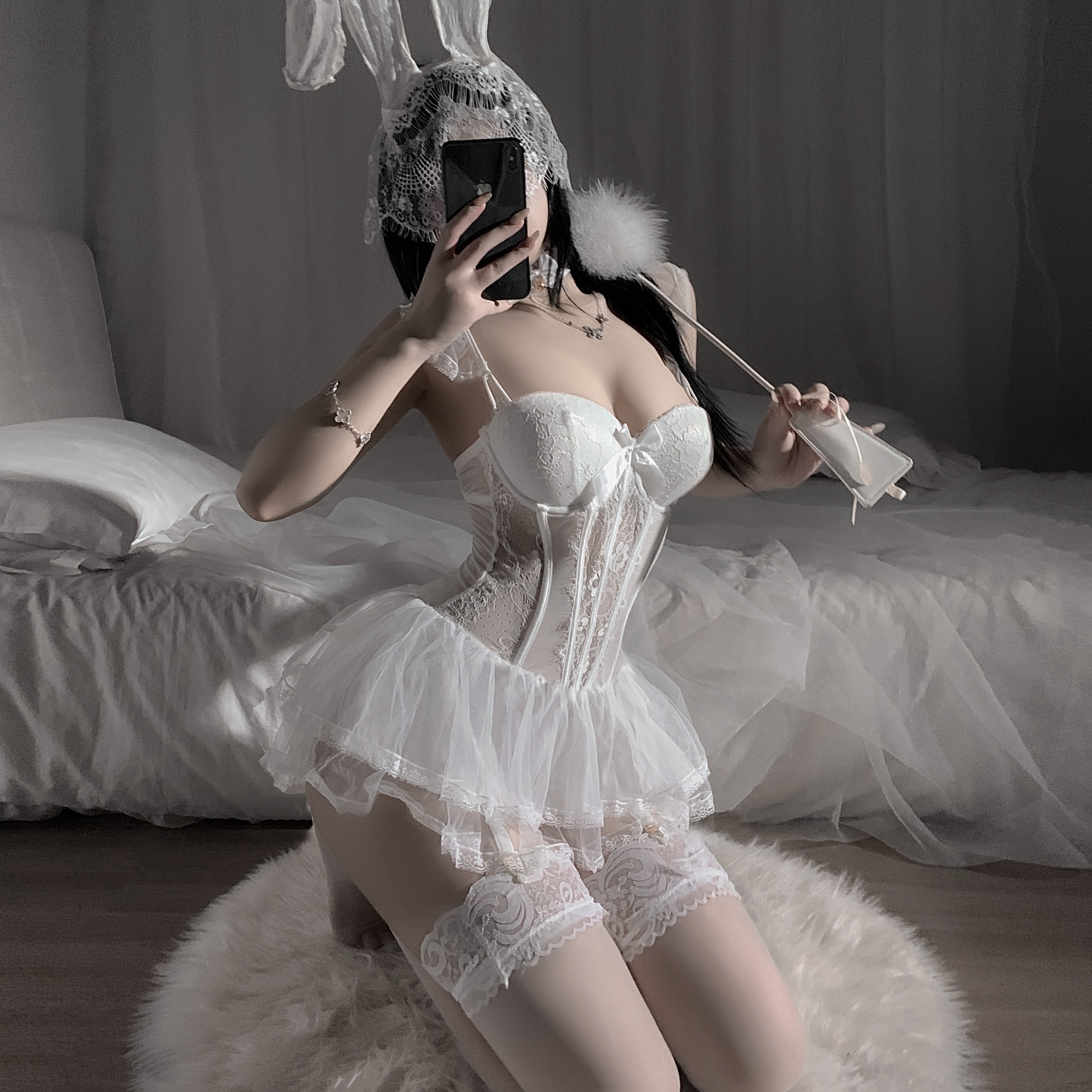 甜妹带胸垫鱼骨胸衣显瘦蓬蓬裙