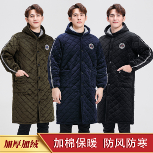 工作服加棉围裙防寒棉衣外套大 加厚加绒保暖罩衣男m士大人加长款