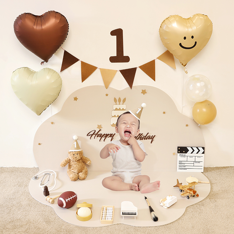 一周岁礼c男女童抓周阄宝宝生日宴道具地垫套装布置装饰背景用品