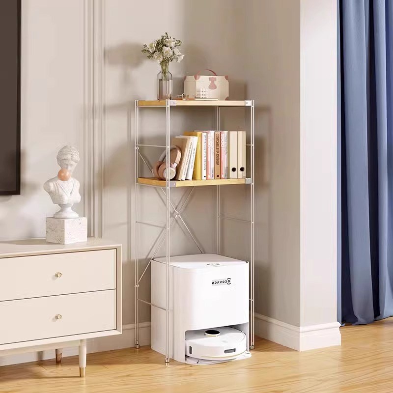 扫地机器人上方置物架客厅复古日式置物架中古风扫地机.多层收纳