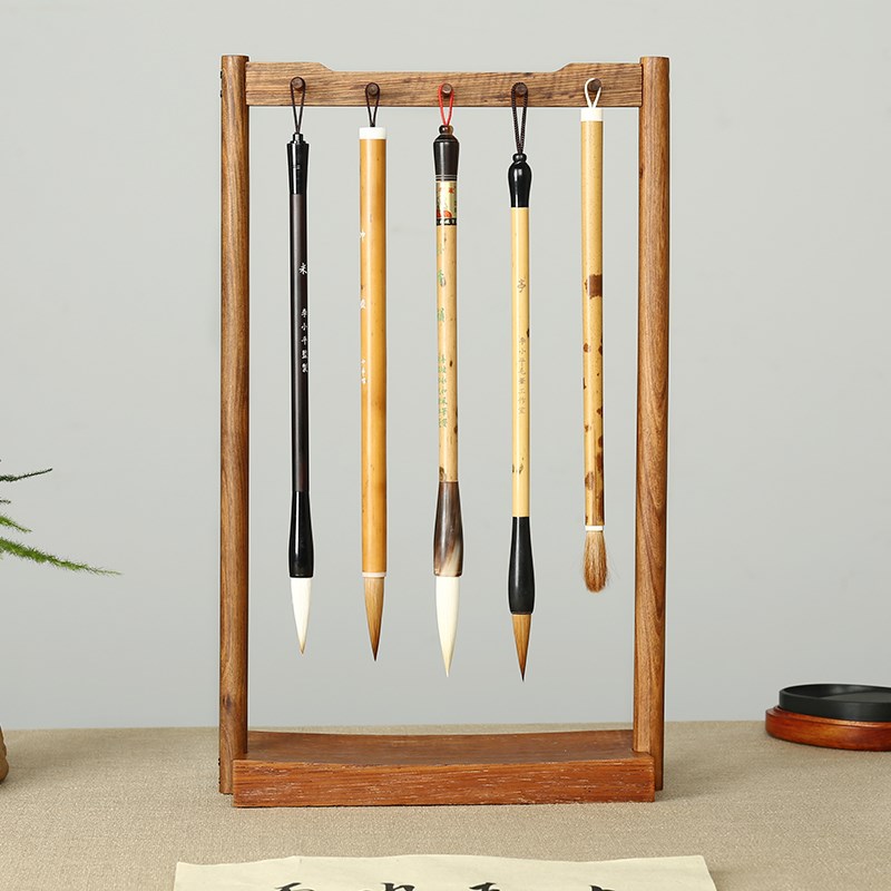 步步高升毛笔架笔挂 实木简约C创意多功能新中式学生挂毛笔的