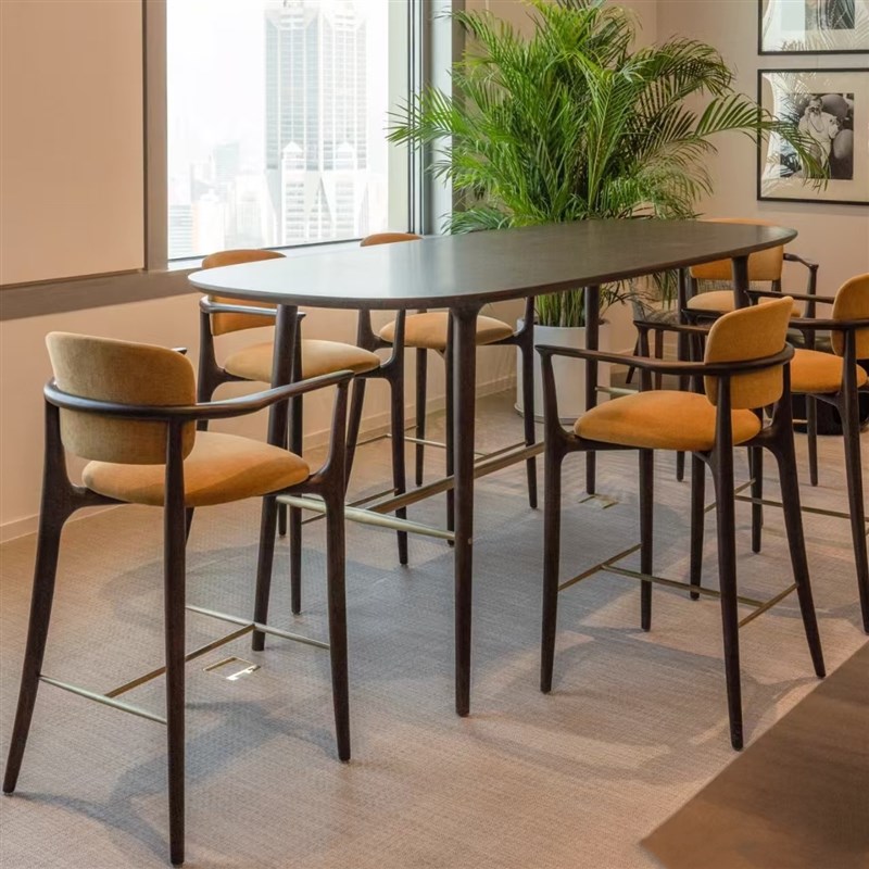 吧台椅现代简约实木高脚凳新款酒吧椅前台高脚椅家U用吧台凳轻奢