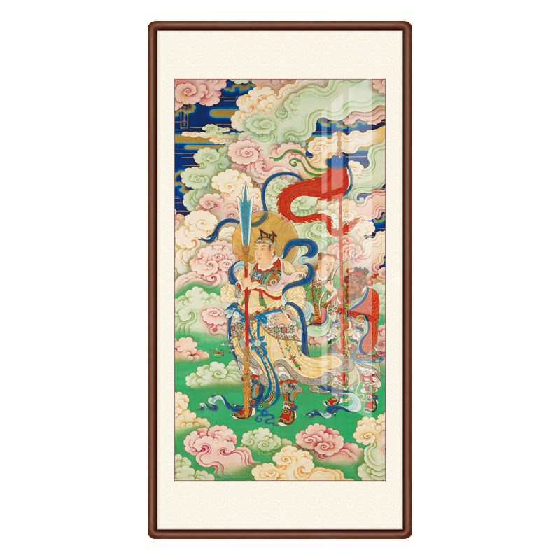 清源妙道真君画像二郎神挂画杨戬装D饰画实木宣纸壁画中式客厅神