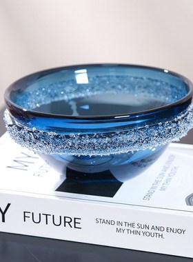 轻奢艺术玻璃蓝色花瓶现代简约果盘客厅茶几电视柜可水培花器装饰