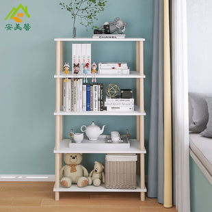 卧室收纳置物架飘窗书q架房间转角多层置地储物架子小型简易木质