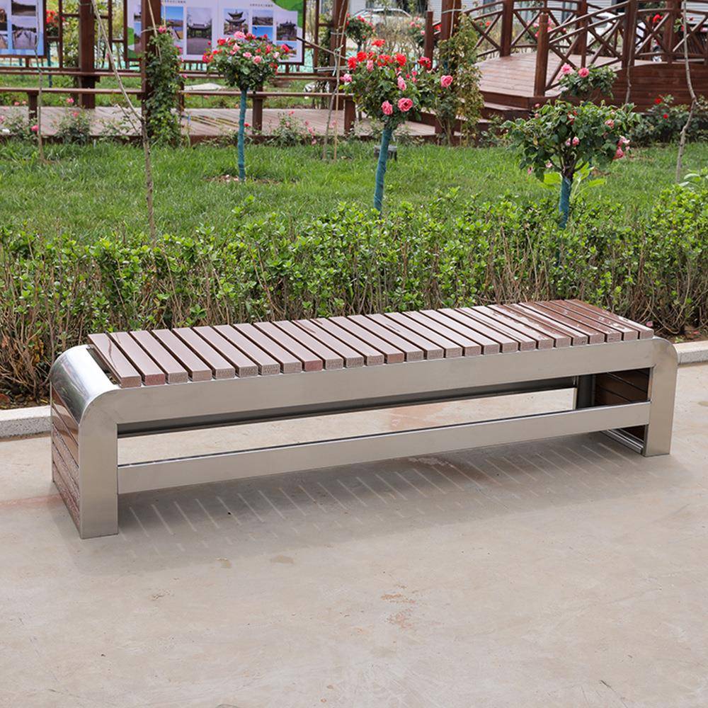 无靠背公园长椅户外樟子松实木塑木椅子公共座椅园林庭院凳