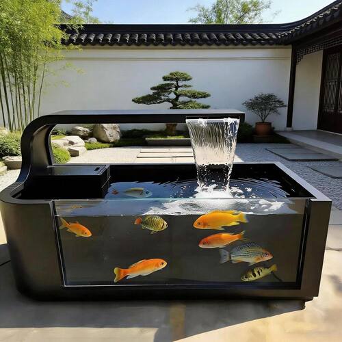 网红不锈钢流水鱼缸鱼池