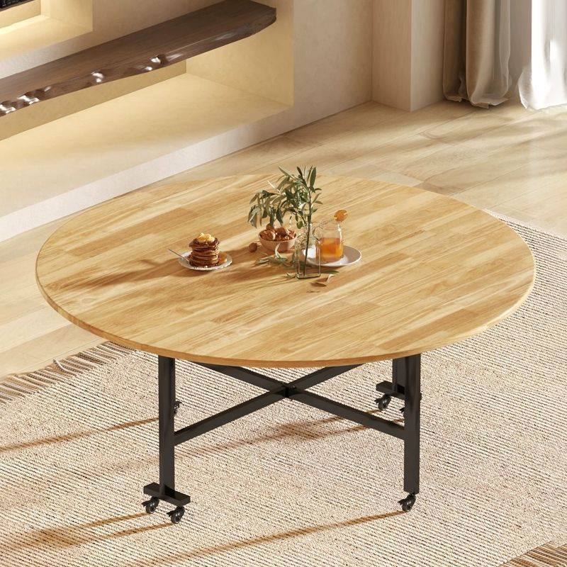 实木折叠桌家用小户型可移动创意折叠餐桌家庭聚会10人吃饭大圆桌