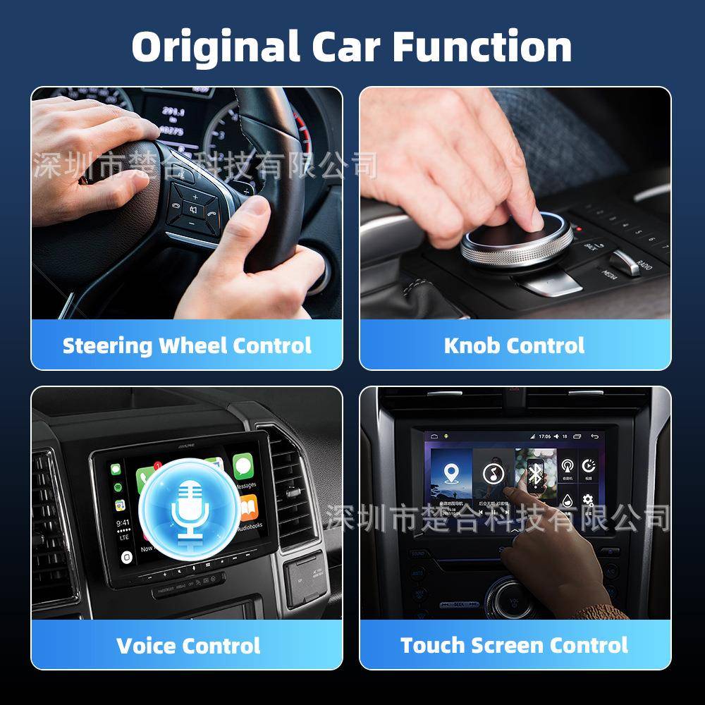 跨境热销carplay二合一安卓Auto转换盒原车有线转carplay无线盒子