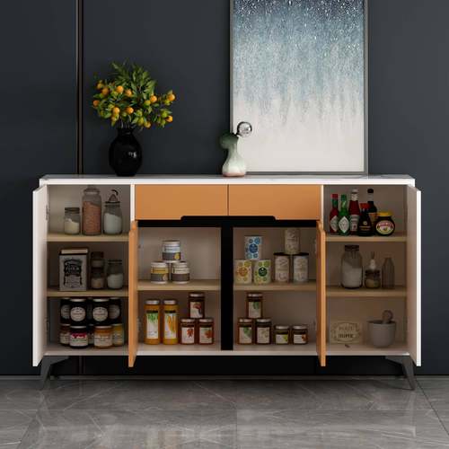 实木板多轻奢餐岩边柜功t6852305能储物柜现代简约柜家用靠墙客厅