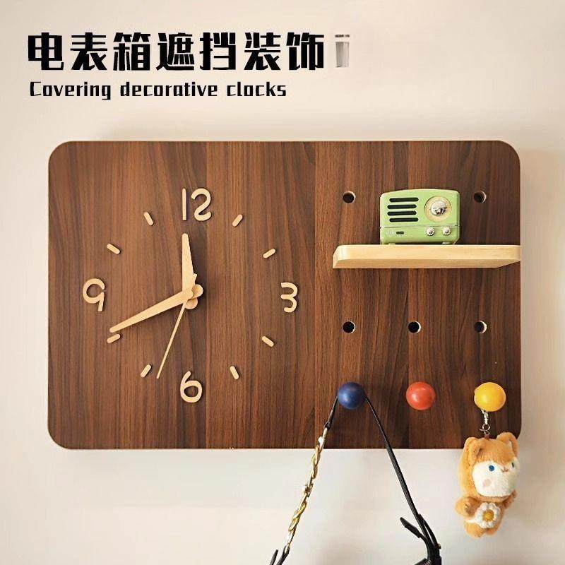 电表箱装画带钟饰表20AL1027652盒5新款中风古免打孔弱电闸遮挡洞